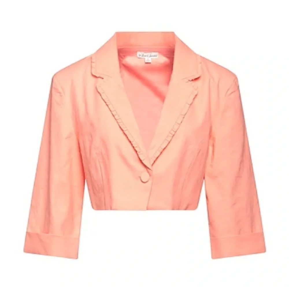 NWT For Love & Lemons Pink Linen Blend Cropped Blazer Sz M - Picture 10 of 10
